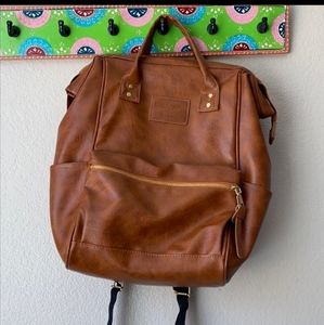SHEIN Brown faux leather backpack purse